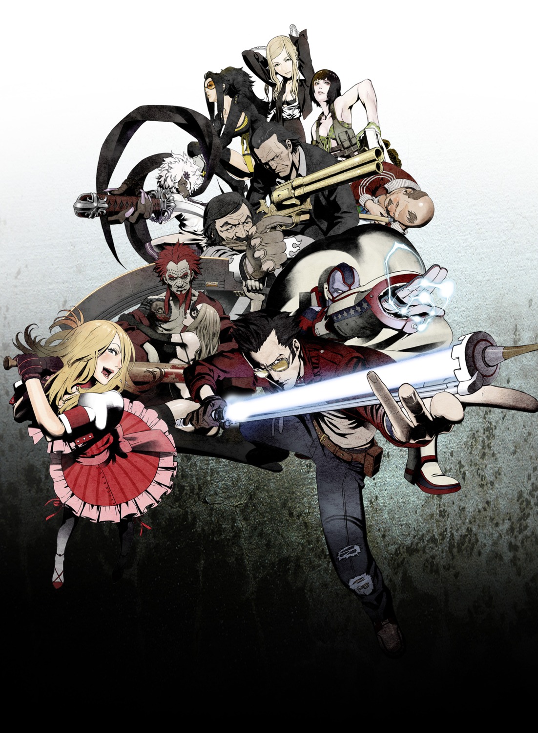 bad_girl blood bra cleavage death_metal destroy_man doctor_naomi doctor_peace dress gun holly_summers kozaki_yuusuke lolita_fashion megane no_more_heroes pantyhose randall_lovikov shinobu_jacobs sword sylvia_christel thunder_ryu travis_touchdown