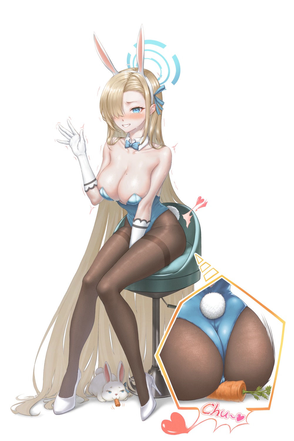 animal_ears ass blue_archive bunny_ears bunny_girl cameltoe halo heels ichinose_asuna no_bra nomalman pantyhose tail