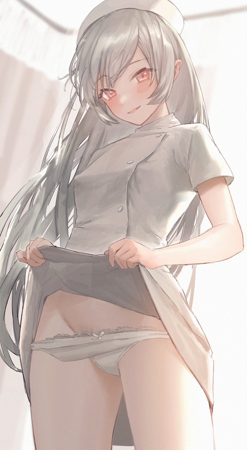 erect_nipples jfjf nurse pantsu panty_pull pubic_hair skirt_lift