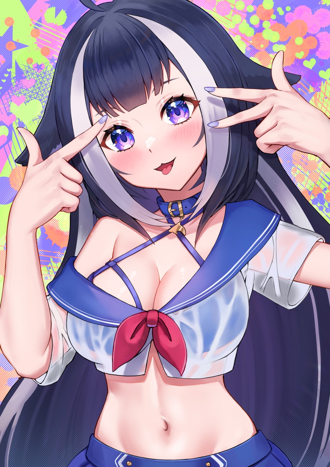 animal_ears bikini_top indie_virtual_youtuber see_through seifuku shylily swimsuits tagme wet_clothes