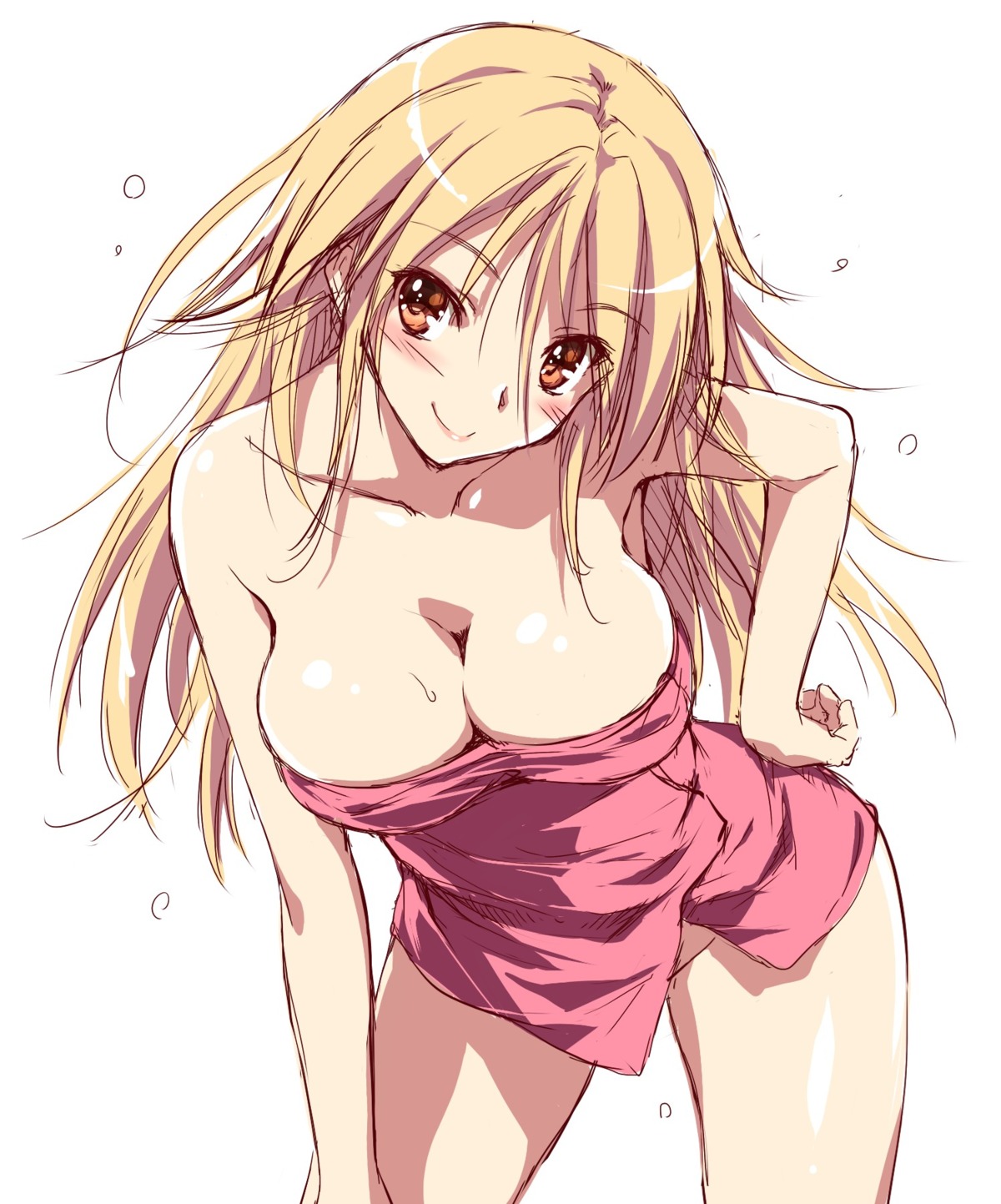 cleavage jpeg_artifacts kikurage minami_wakana naked towel zutto_tsukushite_ageru_no!