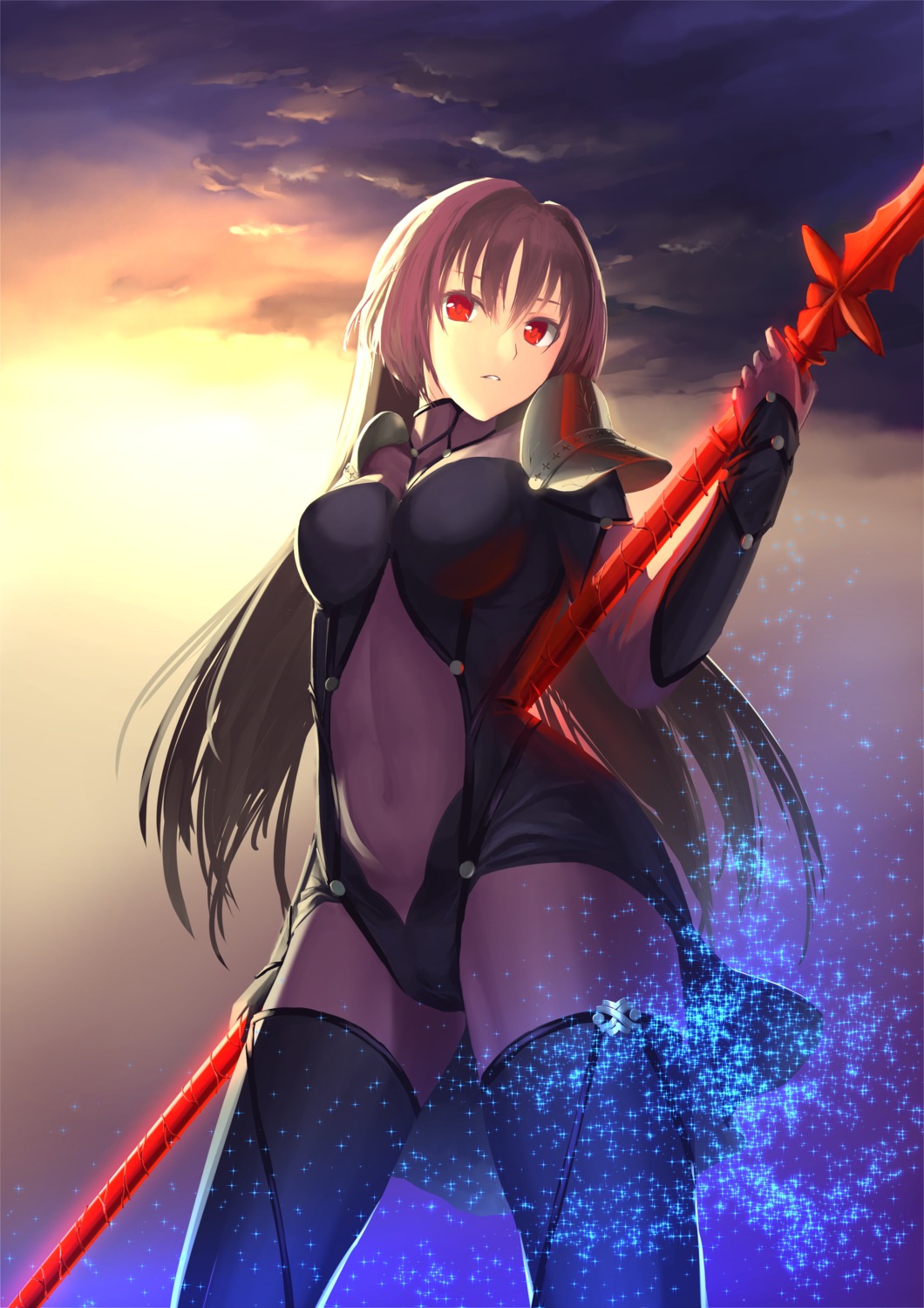 bodysuit ccjn fate/grand_order fate/stay_night scathach_(fate/grand_order) thighhighs weapon