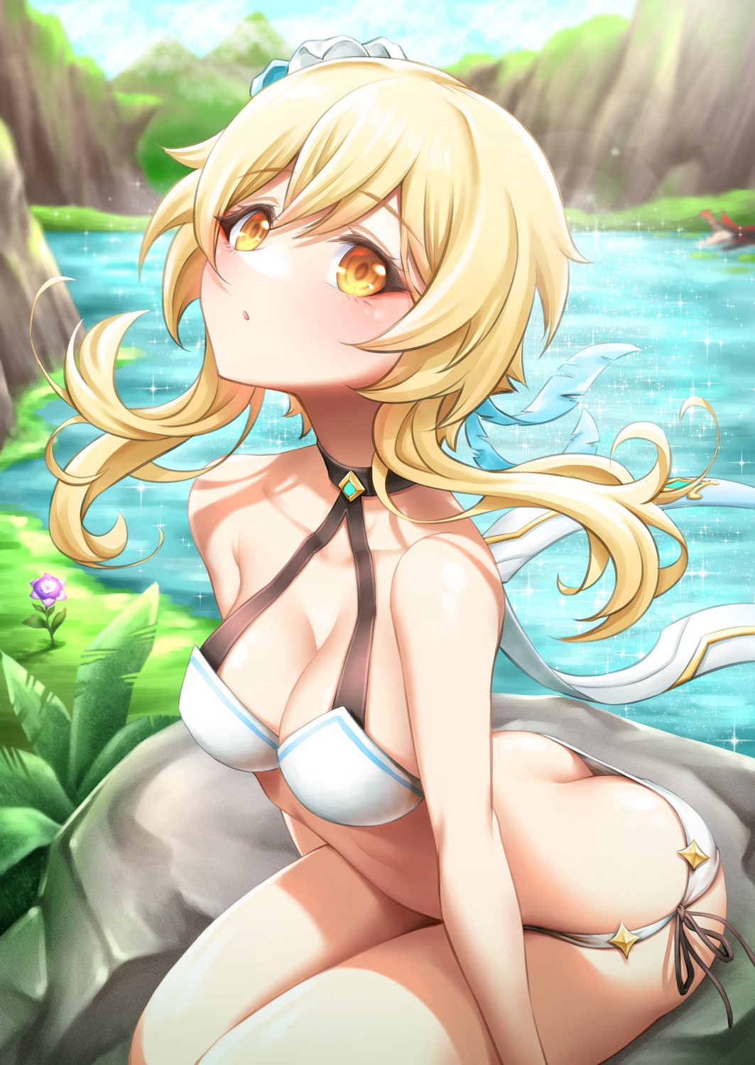 bikini genshin_impact lumine royboy swimsuits