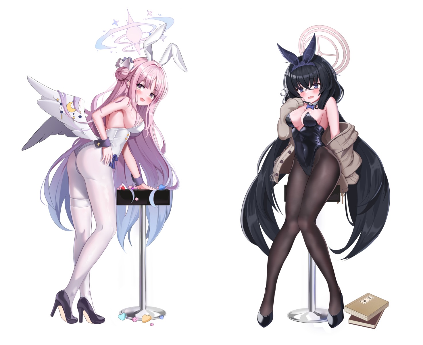 angel animal_ears ass blue_archive bunny_ears bunny_girl garter heels j.j_(66752902) kozeki_ui misono_mika pantyhose wings