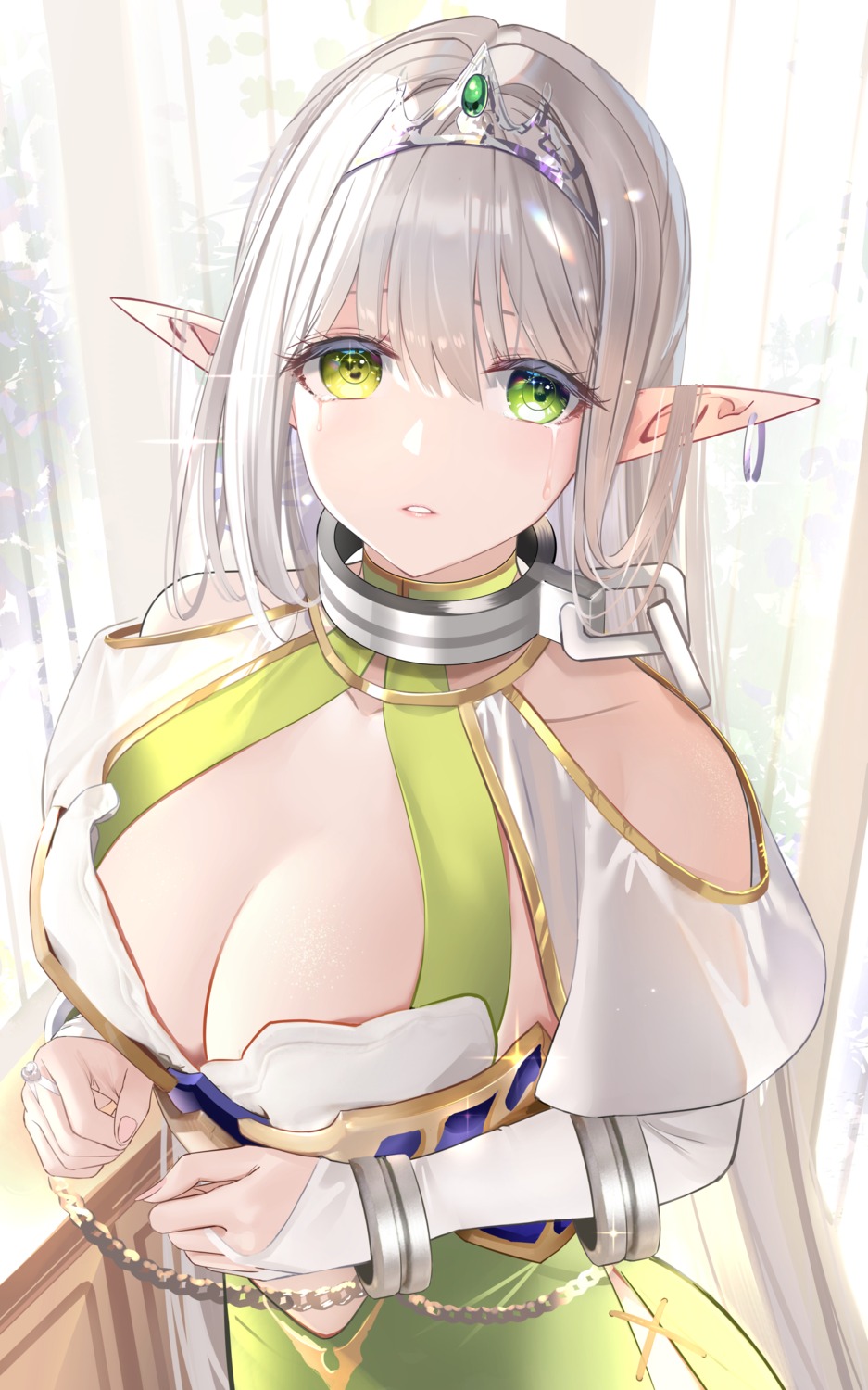 bondage elf heterochromia muka_tsuku pointy_ears