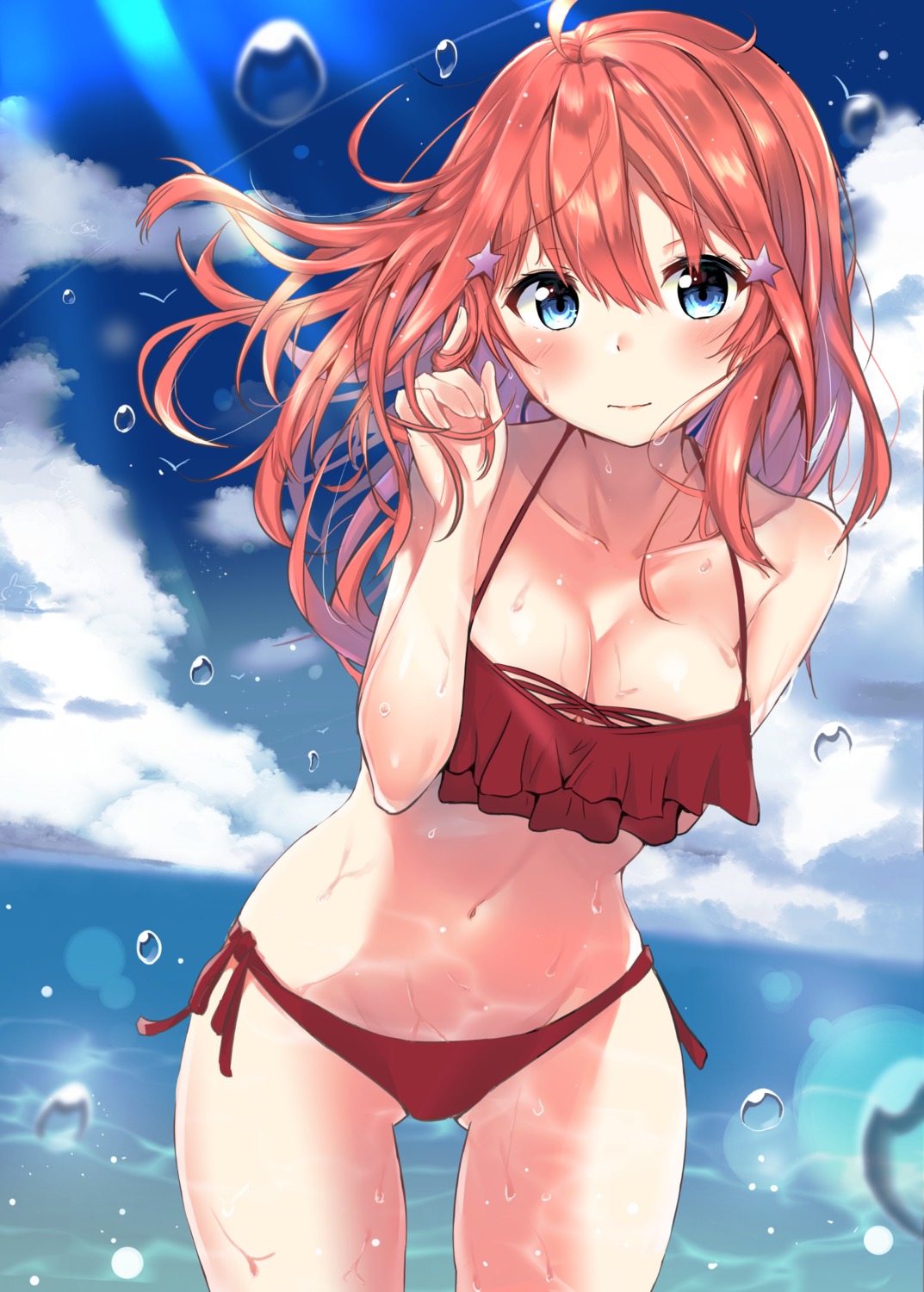 5-toubun_no_hanayome bikini breast_hold cac_itinose nakano_itsuki swimsuits wet