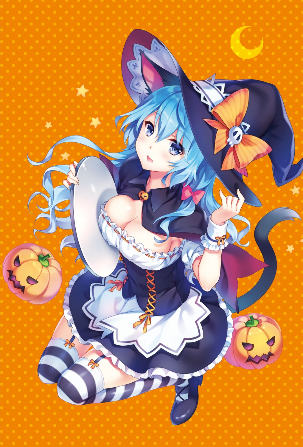 animal_ears cleavage halloween maid nekomimi riv seirei_gensouki stockings tail thighhighs waitress witch