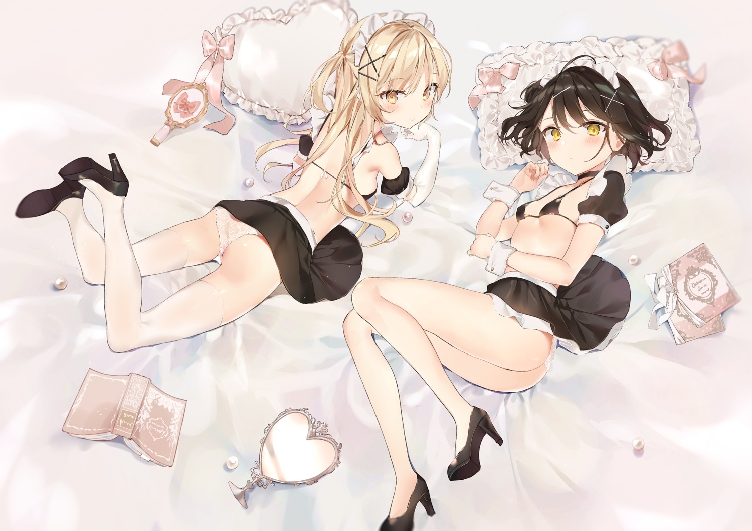 ass bikini_top heels kurutsu loli maid pantsu see_through skirt_lift swimsuits thighhighs