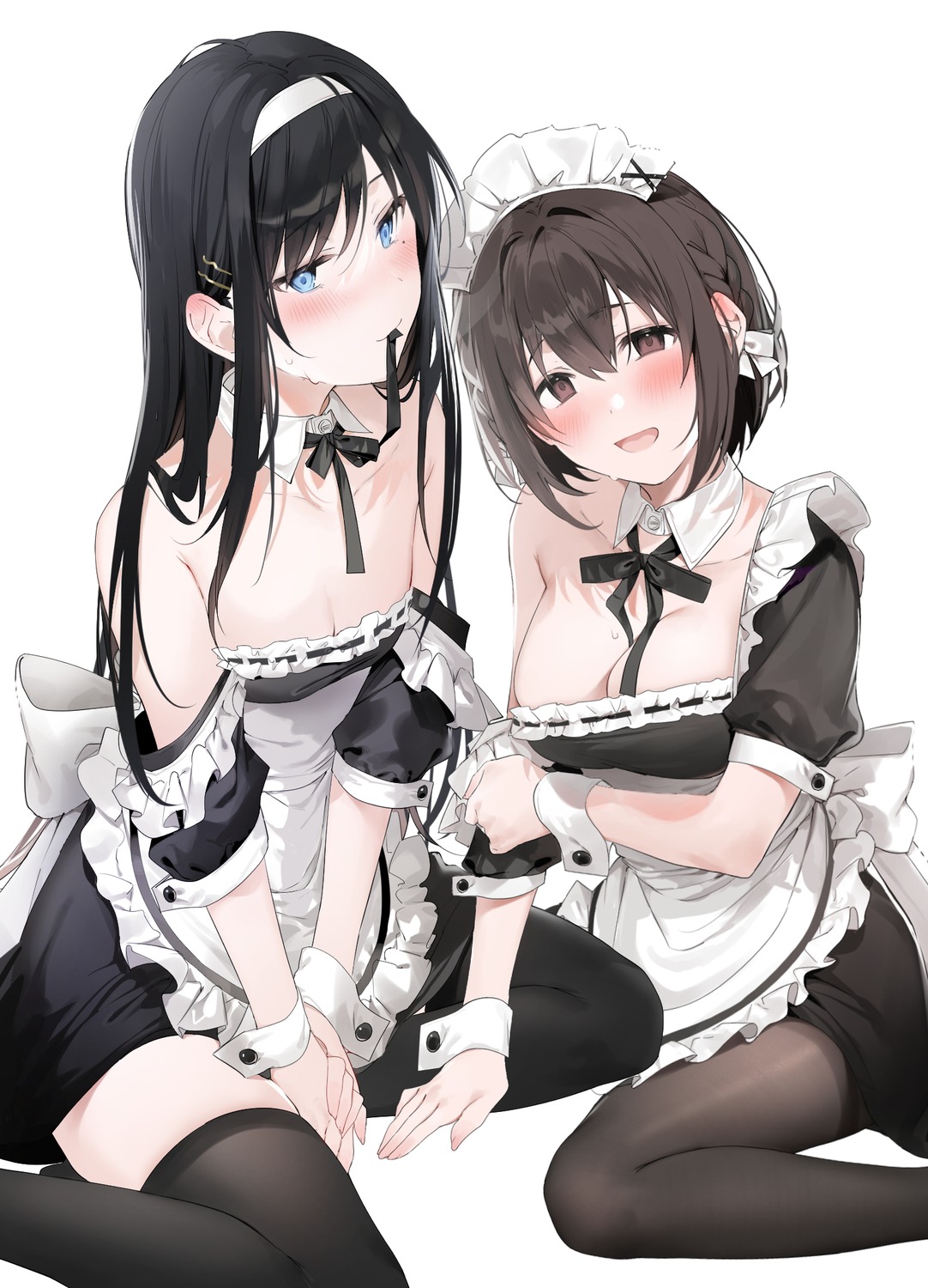 cleavage maid no_bra thighhighs undressing wardrobe_malfunction watashi_nibanme_no_kanojo_de_ii_kara xretakex