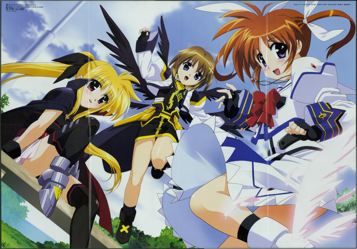 armor crease dress fate_testarossa fixme mahou_shoujo_lyrical_nanoha mahou_shoujo_lyrical_nanoha_a's okuda_yasuhiro takamachi_nanoha thighhighs wings yagami_hayate