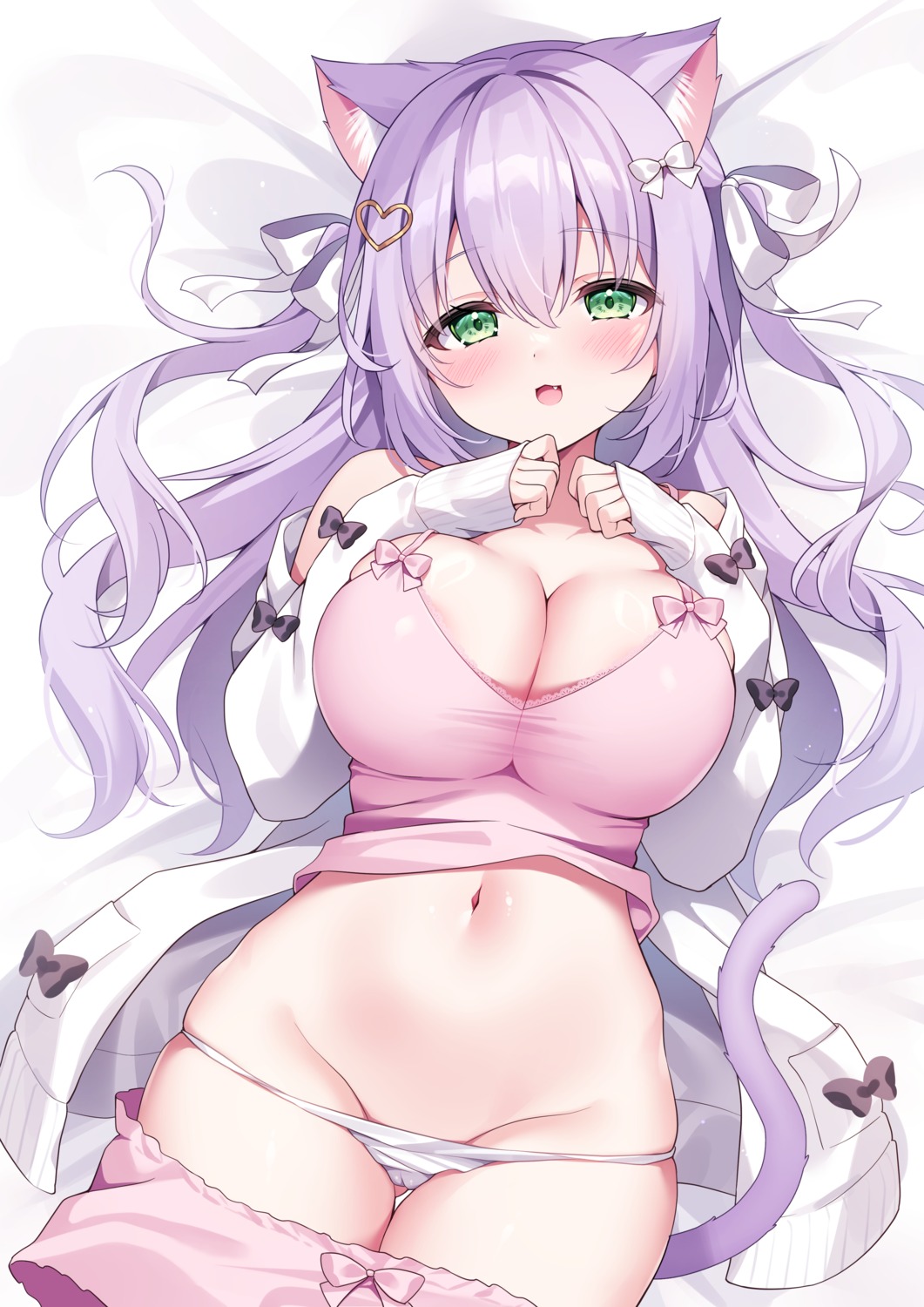 animal_ears cameltoe lingerie nekomimi pantsu panty_pull shirt_lift siooooono sweater tail