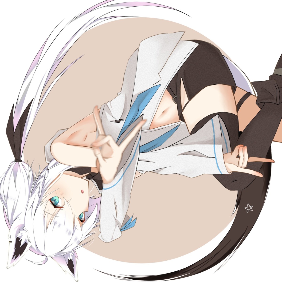 animal_ears garter hololive hololive_gamers kitsune shirakami_fubuki tagme tail thighhighs