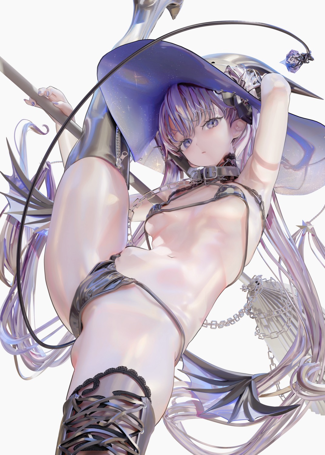 bikini devil erect_nipples horns iijima_masashi loli pointy_ears swimsuits tail thighhighs thong wings witch