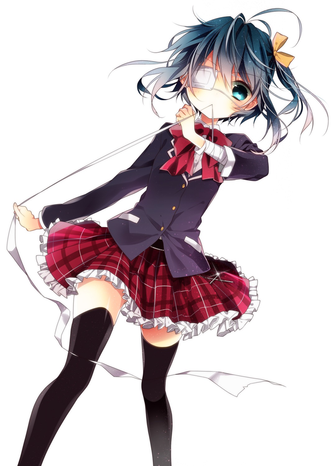 chuunibyou_demo_koi_ga_shitai! eyepatch naoto seifuku takanashi_rikka thighhighs