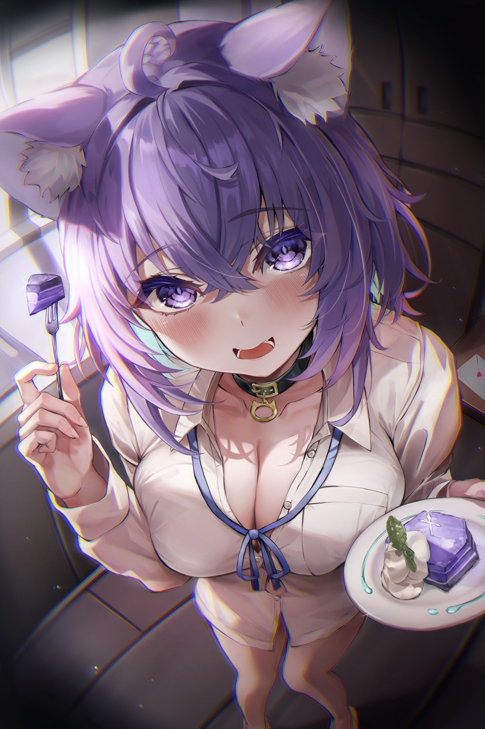 animal_ears dress_shirt hololive hololive_gamers nekomata_okayu nekomimi nishiro_hato