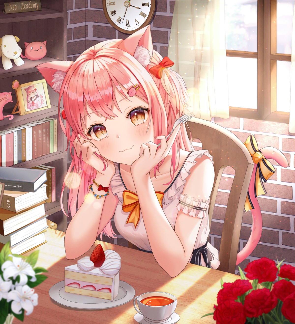 animal_ears funii nekomimi seifuku tail