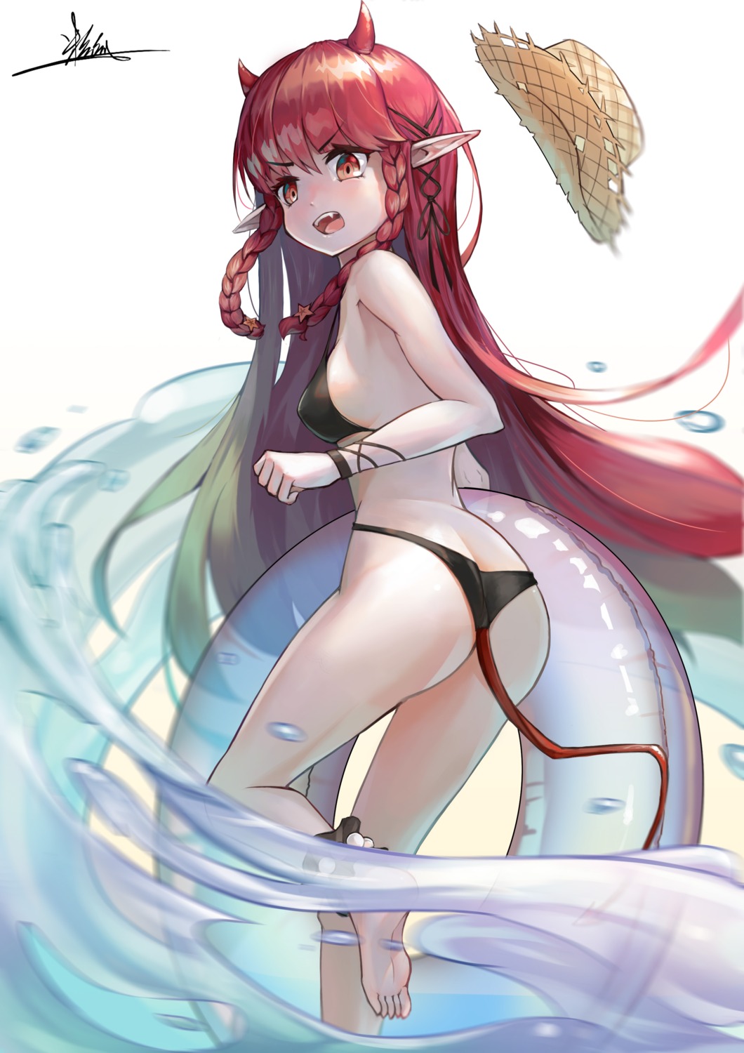 arknights ass bikini horns pointy_ears swimsuits tagme tail thong vigna_(arknights) wet