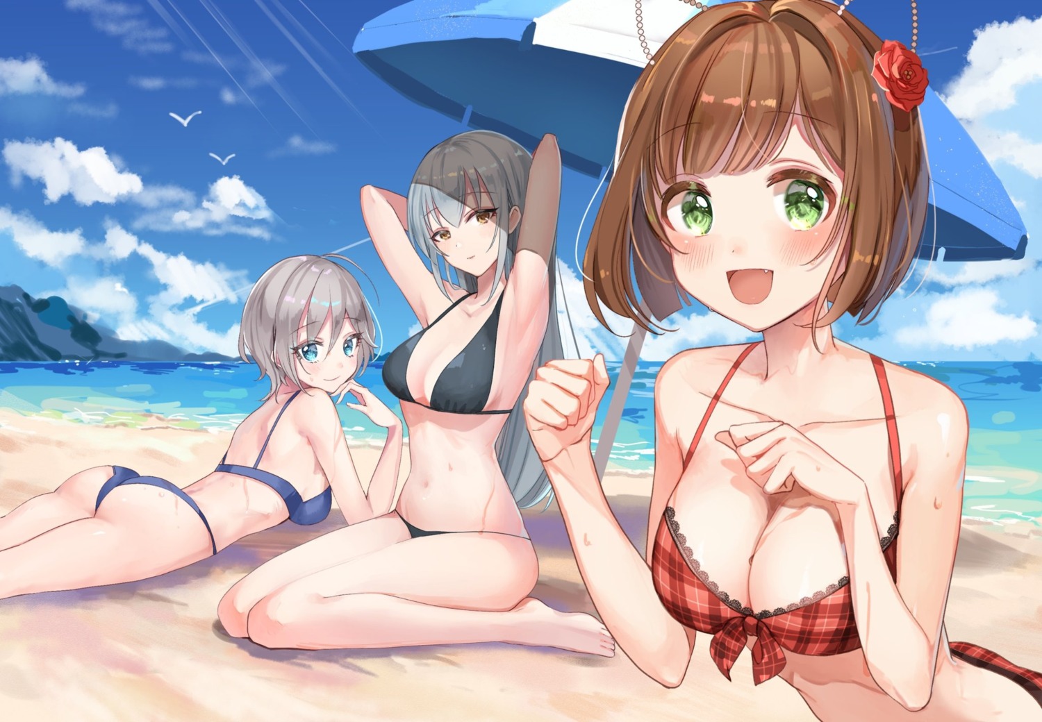 anastasia_(idolm@ster) ass bikini breast_hold cleavage maekawa_miku rum_raisin_(chihiromakita19) swimsuits takamine_noa the_idolm@ster the_idolm@ster_cinderella_girls the_idolm@ster_cinderella_girls_starlight_stage