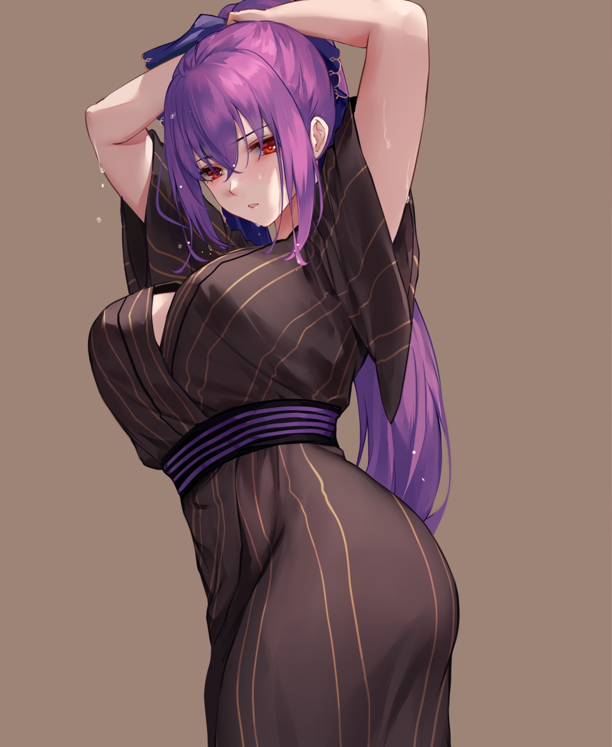 azto_dio fate/grand_order japanese_clothes open_shirt scathach_skadi