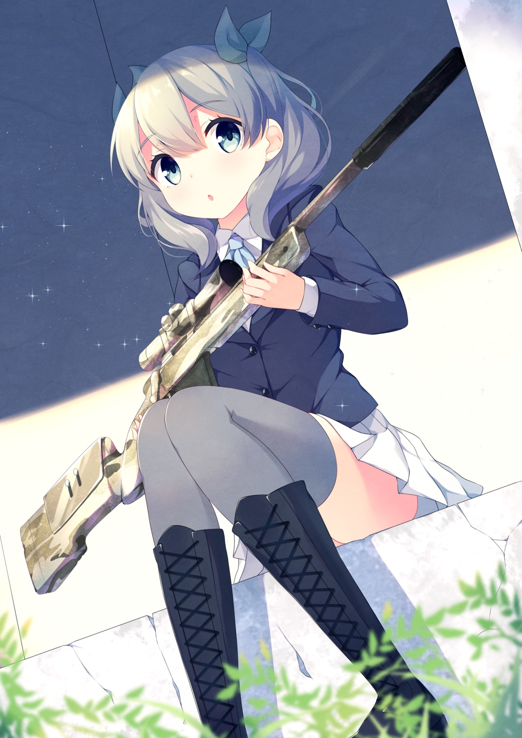 gun mimura_zaja seifuku thighhighs