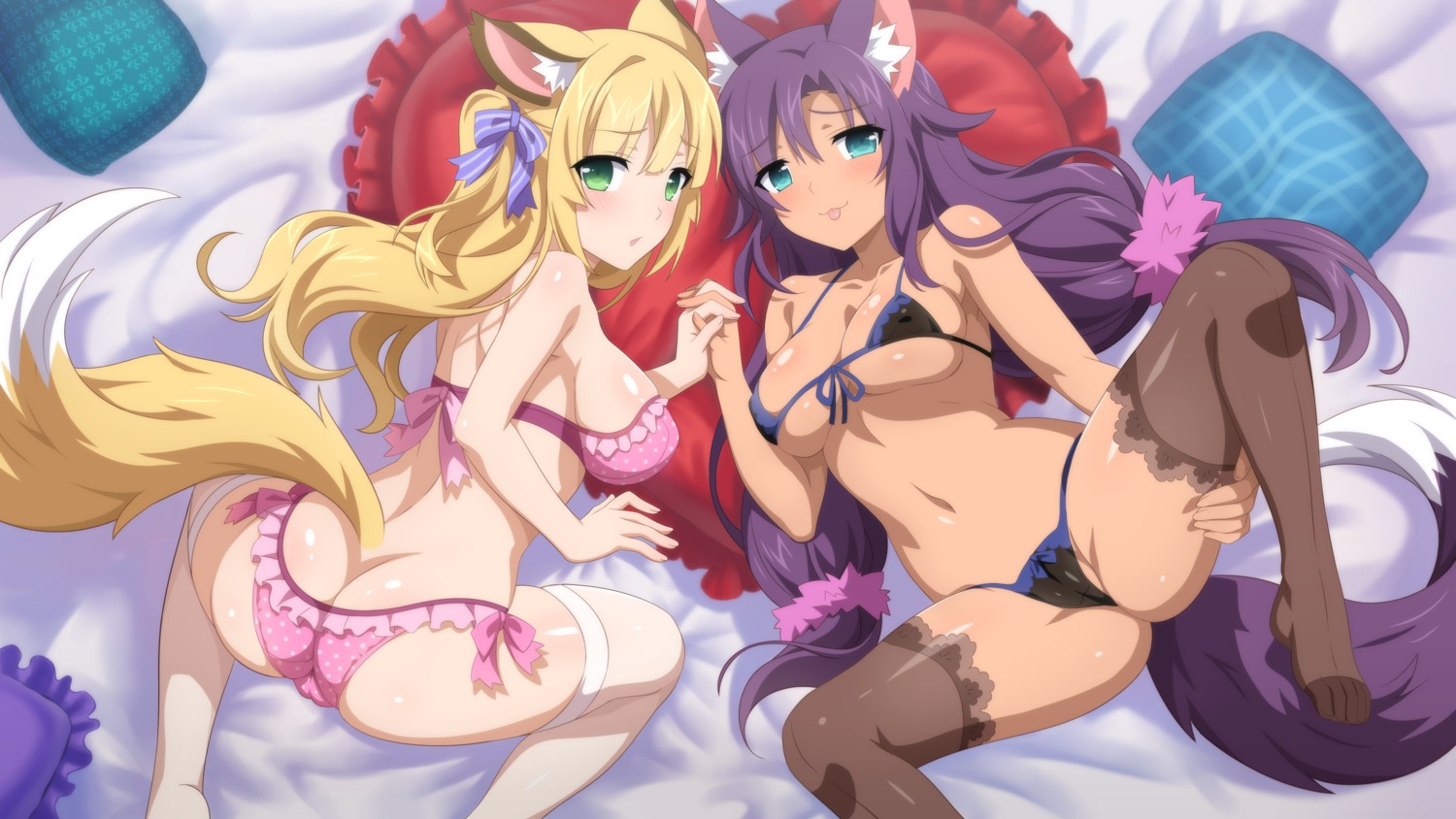 animal_ears ass bikini cameltoe cleavage erect_nipples kitsune swimsuits tail thighhighs underboob wanaca