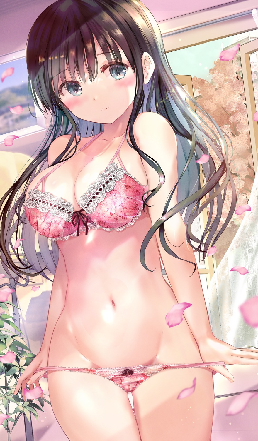 bra lingerie ogata_tei pantsu panty_pull undressing