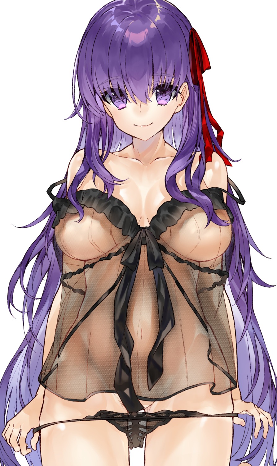 bb_(fate/extra_ccc) fate/grand_order kou_mashiro lingerie no_bra pantsu panty_pull see_through undressing