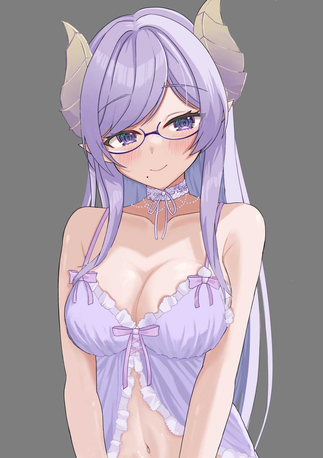 cleavage honey_strap horns megane pajama pointy_ears saionji_mary tagme transparent_png