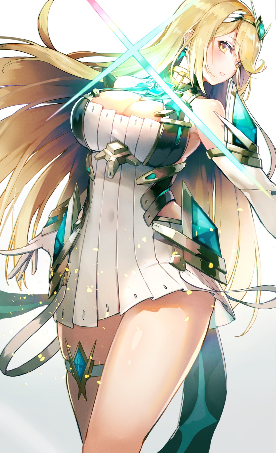 armor cleavage dress garter hikari_(xenoblade_2) tagme xenoblade xenoblade_chronicles_2