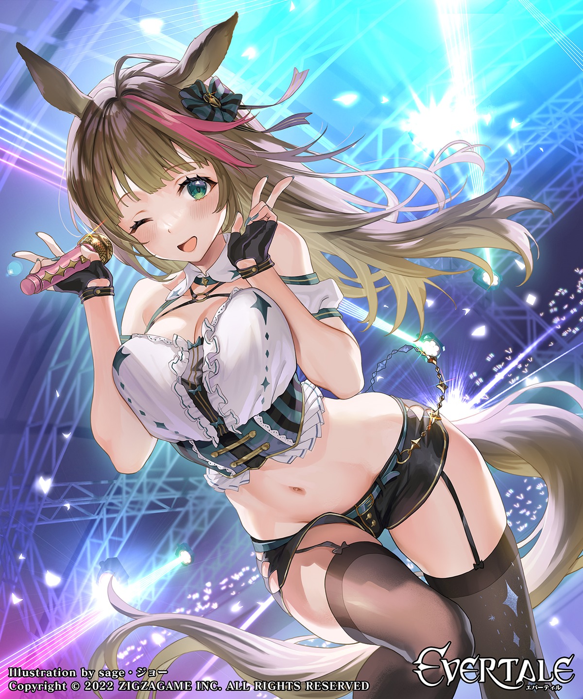 animal_ears cleavage evertale sage_joh stockings tail thighhighs