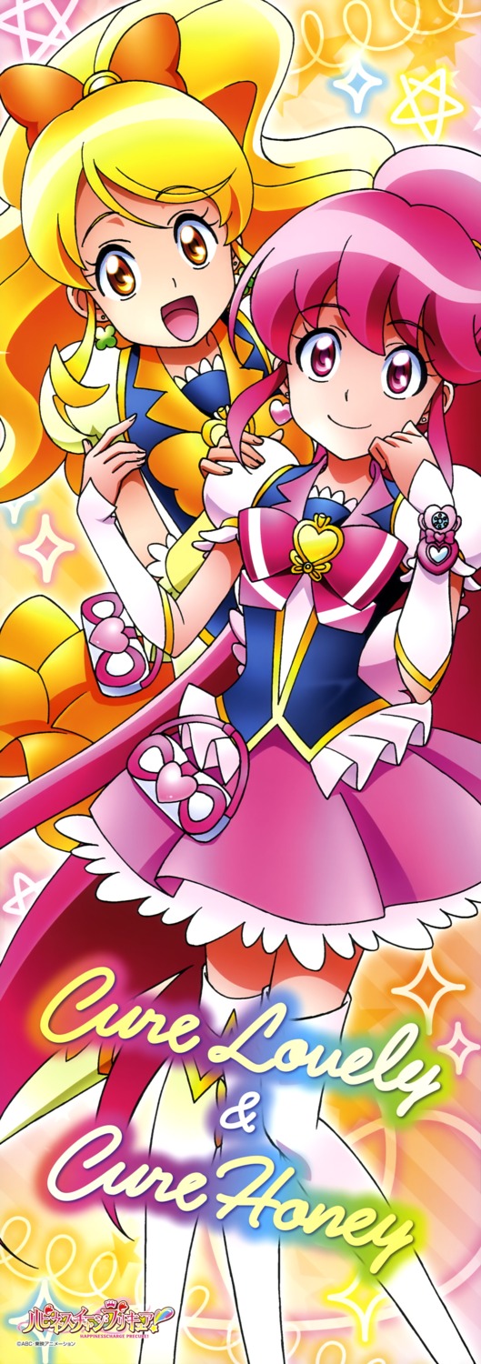 aino_megumi happiness_charge_precure! oomori_yuuko pretty_cure satou_masayuki stick_poster thighhighs