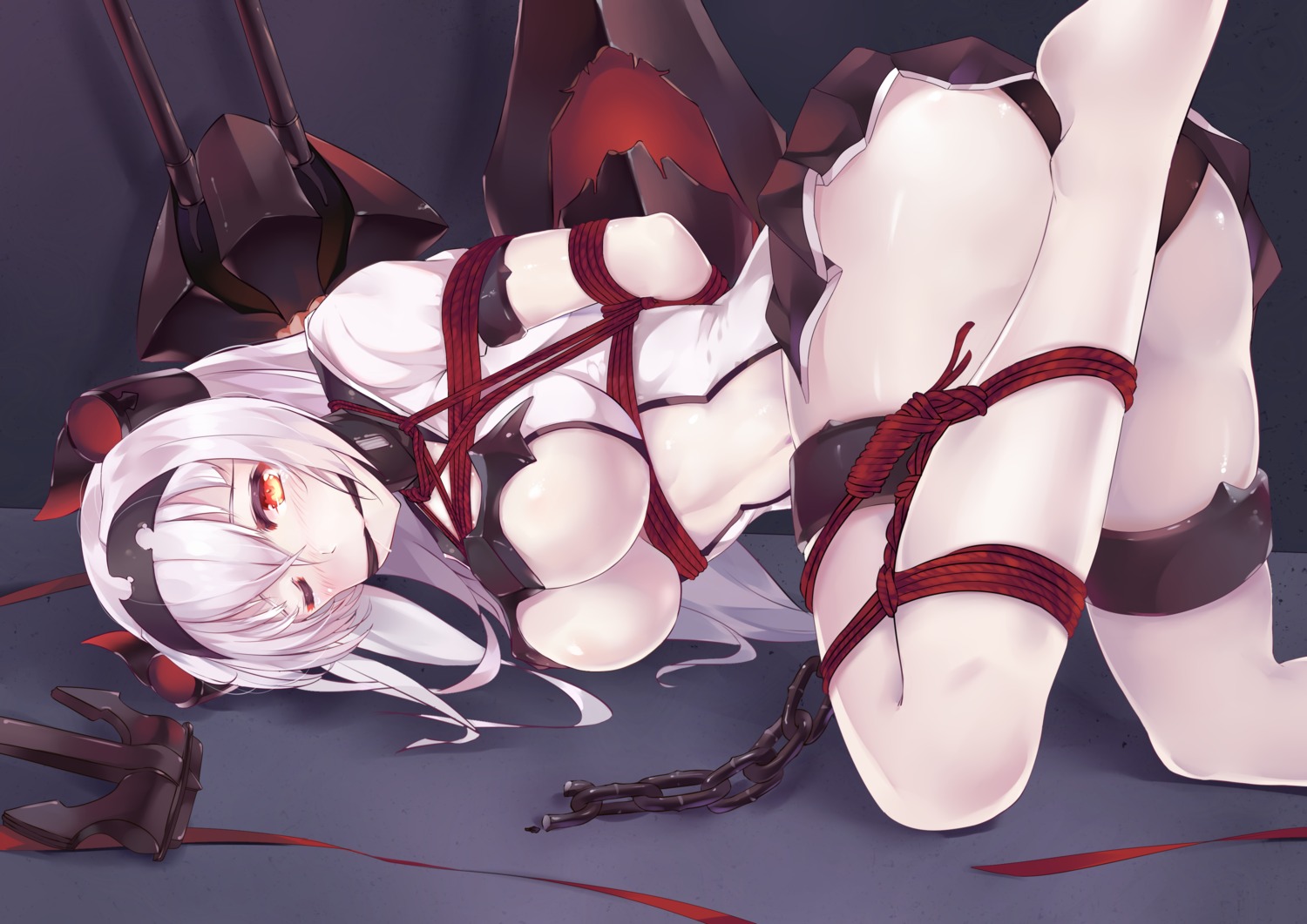 air_defense_hime_(kancolle) ass bondage kantai_collection pantsu torn_clothes zombie-andy