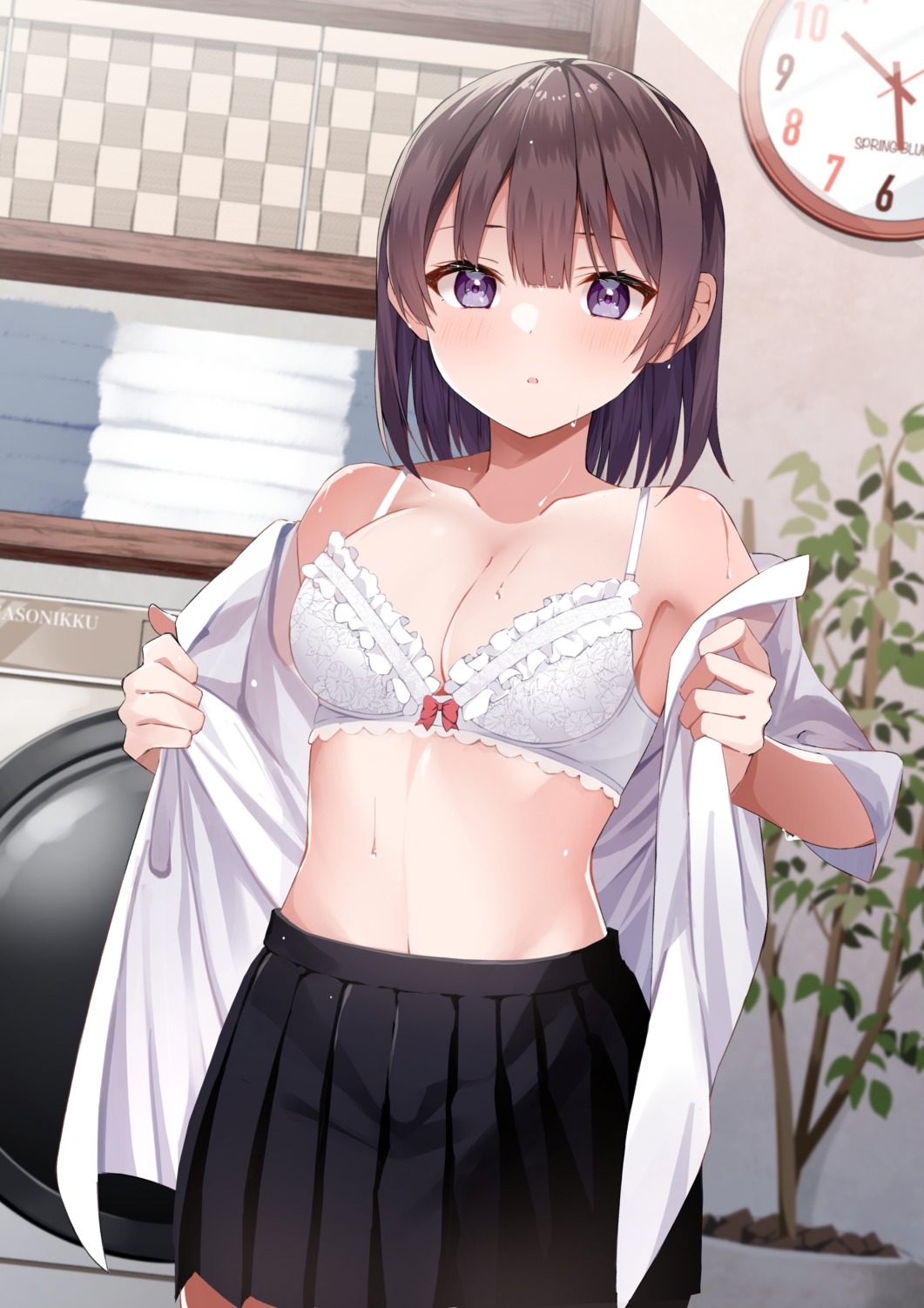 akagikou bra open_shirt seifuku undressing