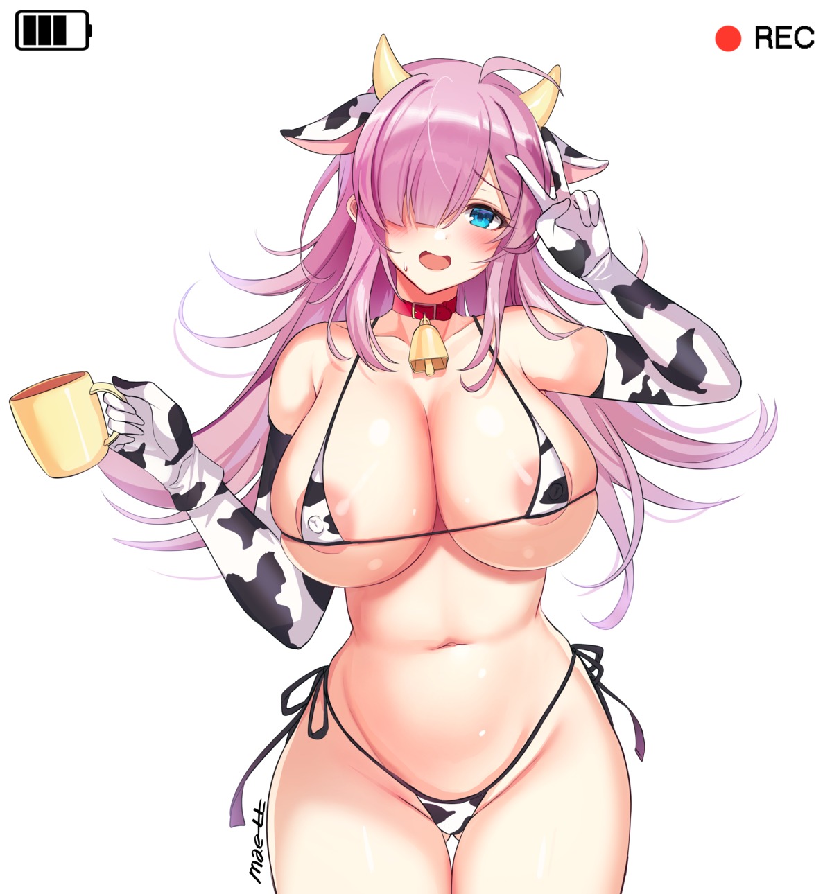 animal_ears areola bikini counter:side erect_nipples horns maett swimsuits