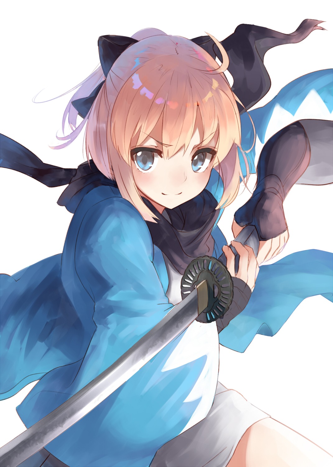 fate/grand_order japanese_clothes jazztaki okita_souji_(fate) sword