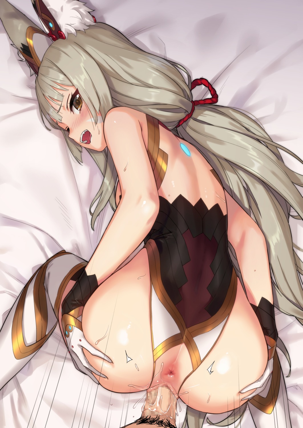 animal_ears anus ass ass_grab censored kawakami_rokkaku leotard loli niyah niyah_(blade) no_bra nopan penis pussy pussy_juice sex thighhighs xenoblade xenoblade_chronicles_2