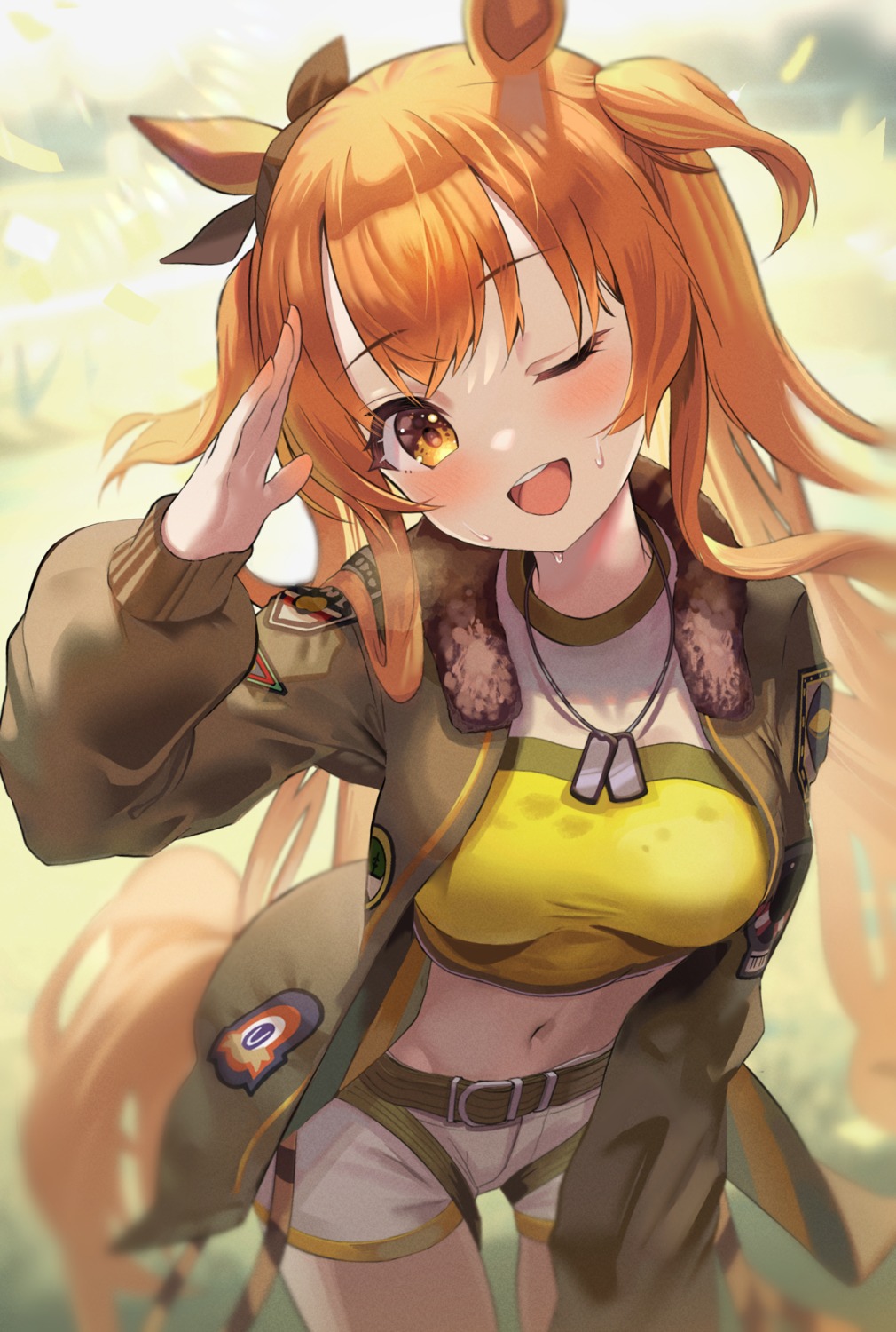 animal_ears dodota mayano_top_gun_(umamusume) tail uma_musume_pretty_derby uniform