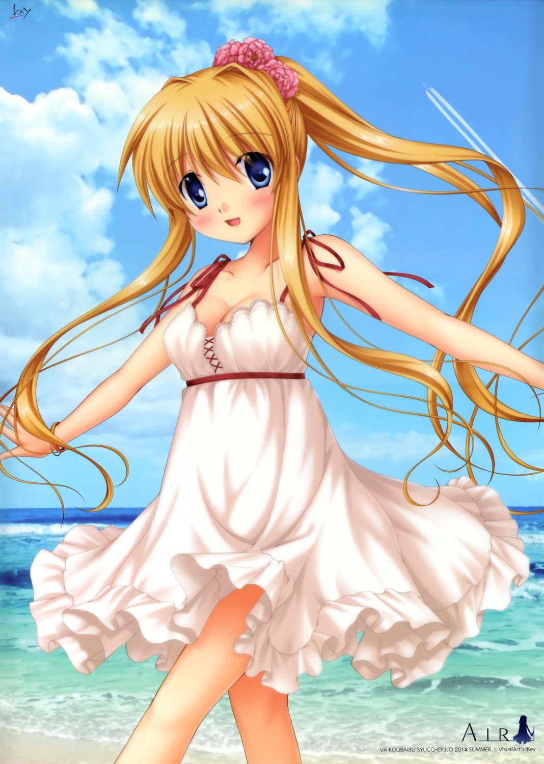 air cleavage dress hinoue_itaru kamio_misuzu key no_bra skirt_lift summer_dress