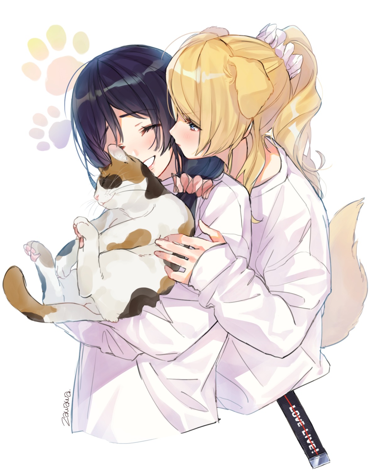 animal_ears ayase_eli inumimi love_live! neko tail toujou_nozomi yuri zawawa_(satoukibi1108)