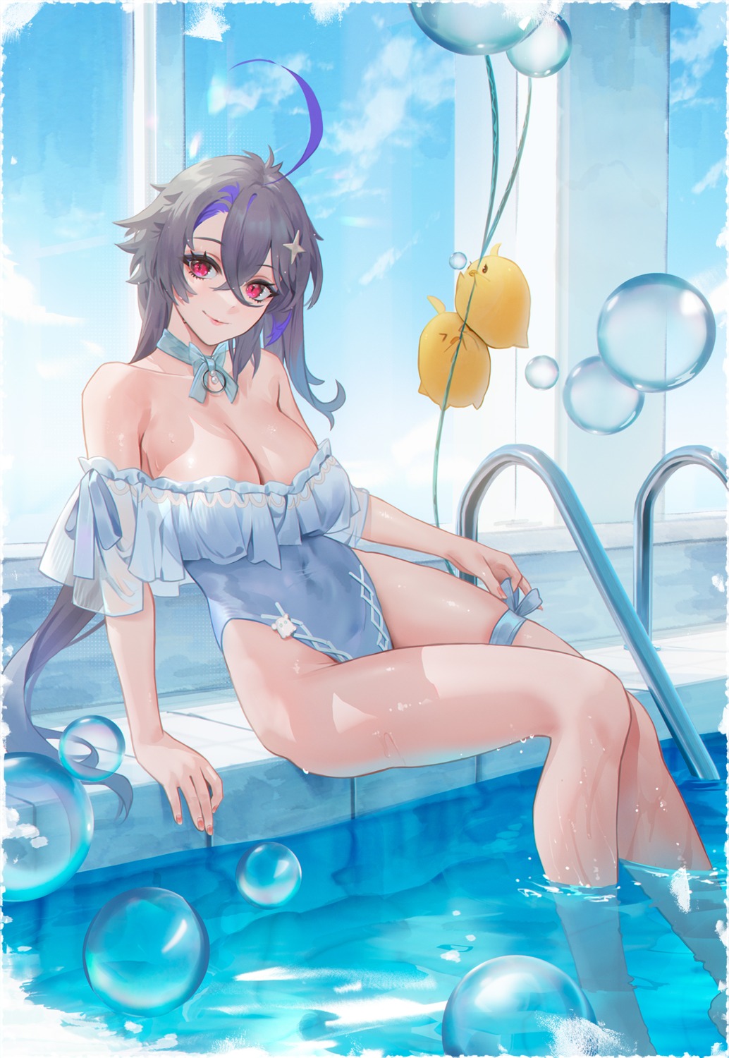 azur_lane cirilla foch_(azur_lane) garter swimsuits wet