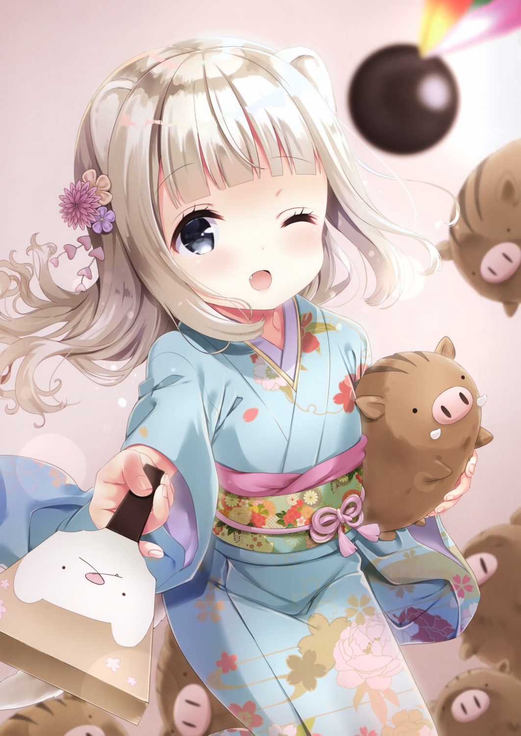 animal_ears waki_(pixiv2609622) yukata