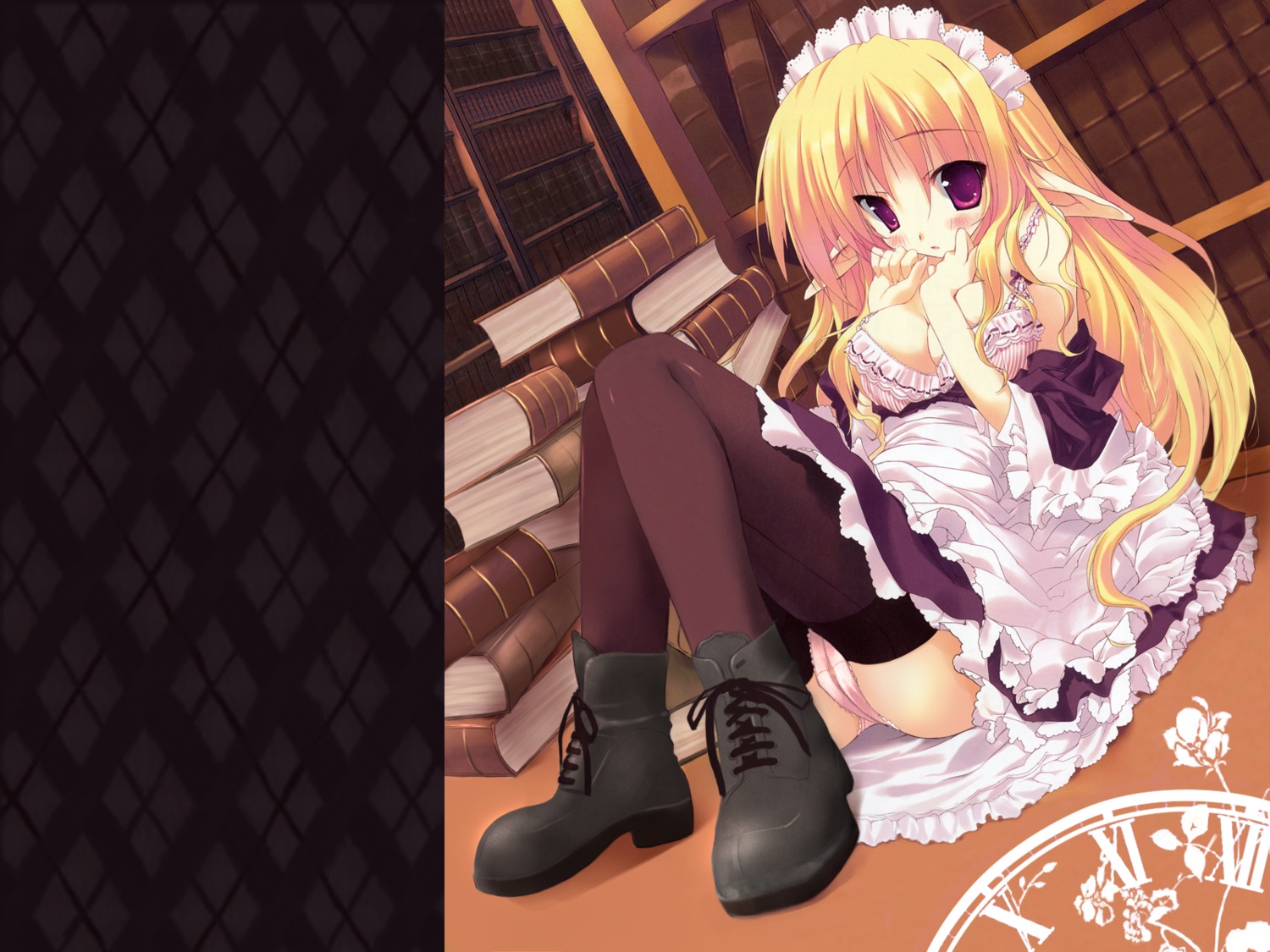 bra cameltoe maid pantsu photoshop thighhighs tsurusaki_takahiro wallpaper