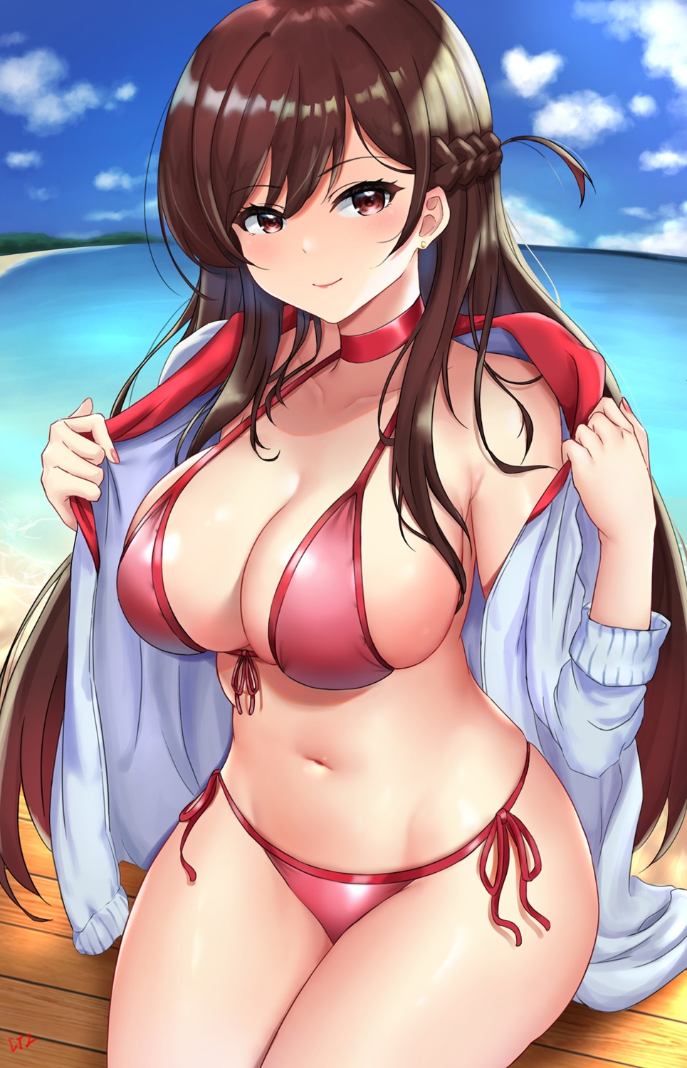 bikini cyicheng ichinose_chizuru kanojo_okarishimasu open_shirt swimsuits undressing