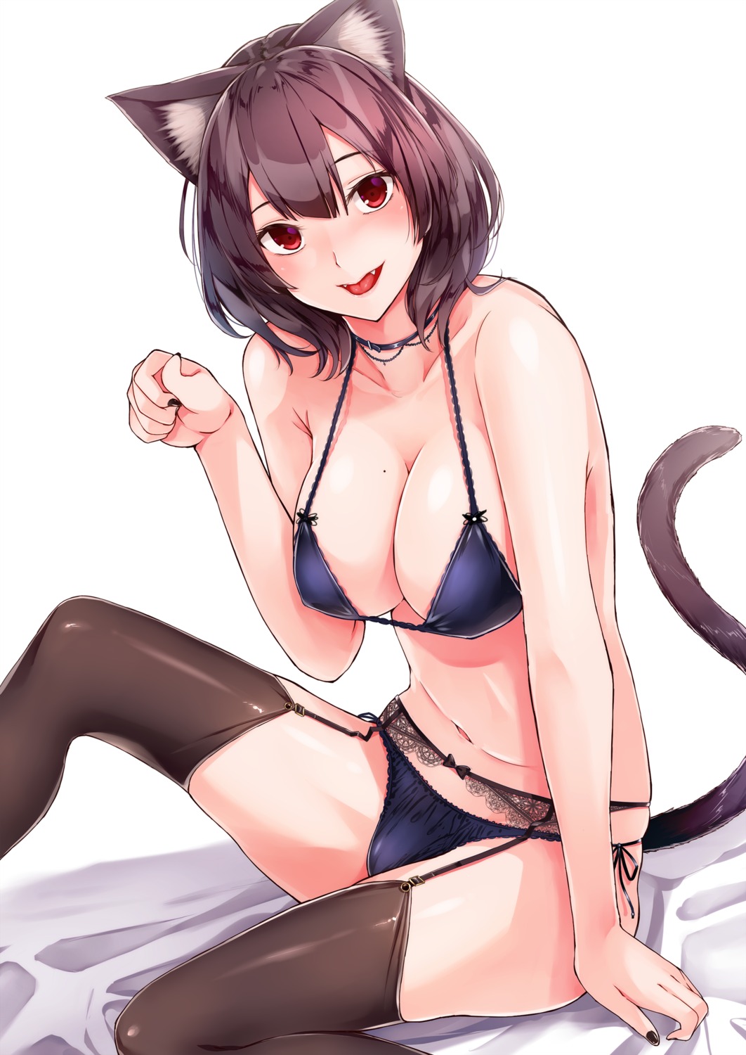 animal_ears bra dabadhi garter_belt nekomimi pantsu stockings string_panties tail thighhighs