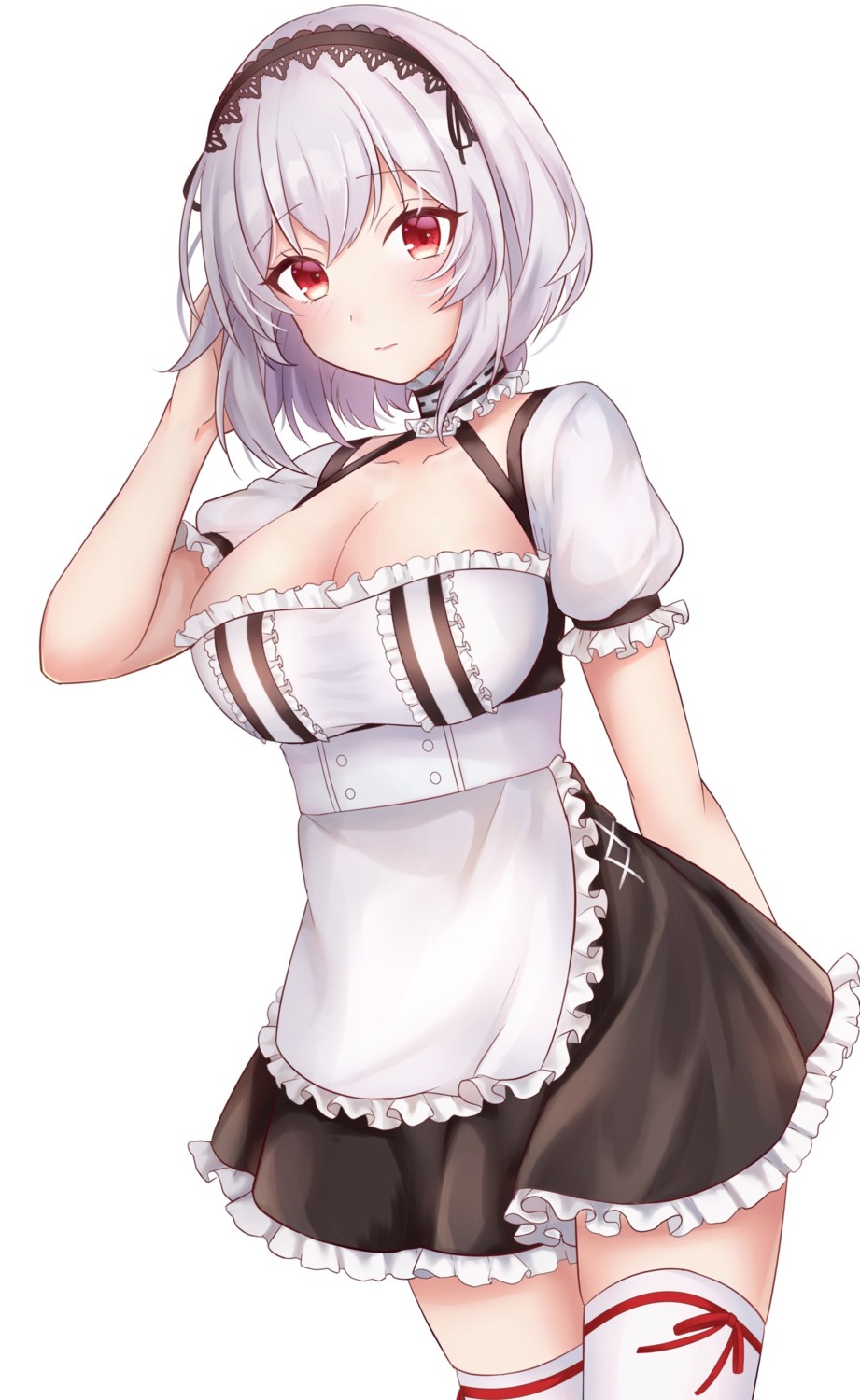 azur_lane jyu-so maid no_bra sirius_(azur_lane) thighhighs