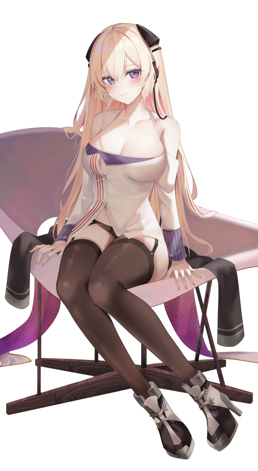 cleavage g3_(girls_frontline) girls_frontline heels pantsu ru_zhai stockings thighhighs