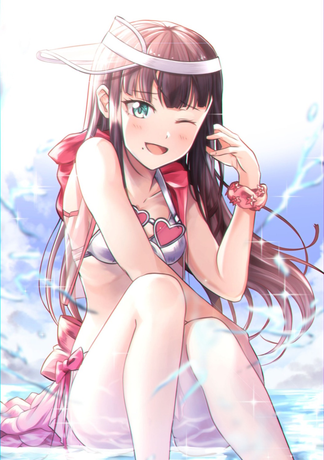 bikini kurosawa_dia love_live!_sunshine!! megane open_shirt see_through shaka_(staito0515) swimsuits wet