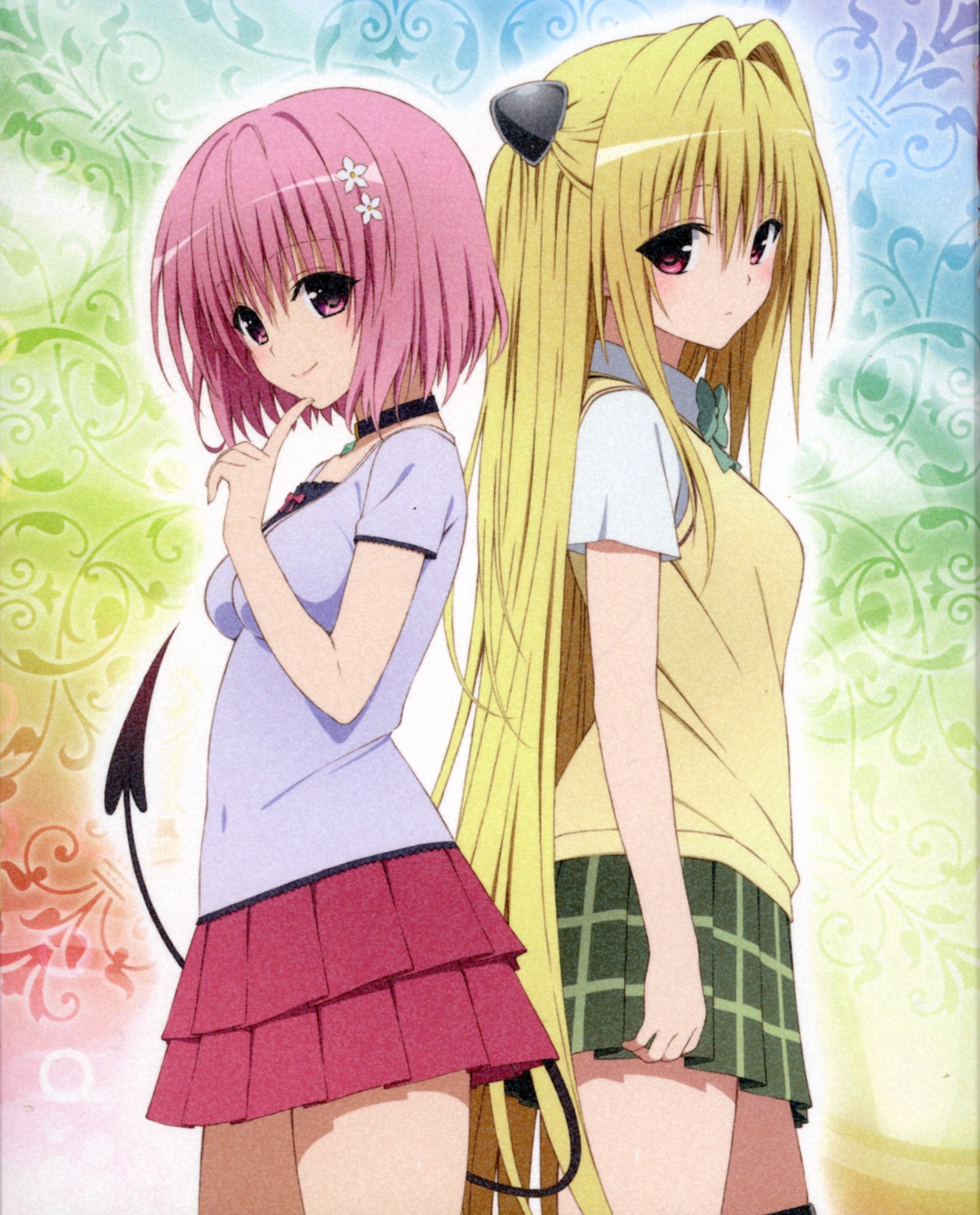 golden_darkness momo_velia_deviluke paper_texture seifuku tail to_love_ru