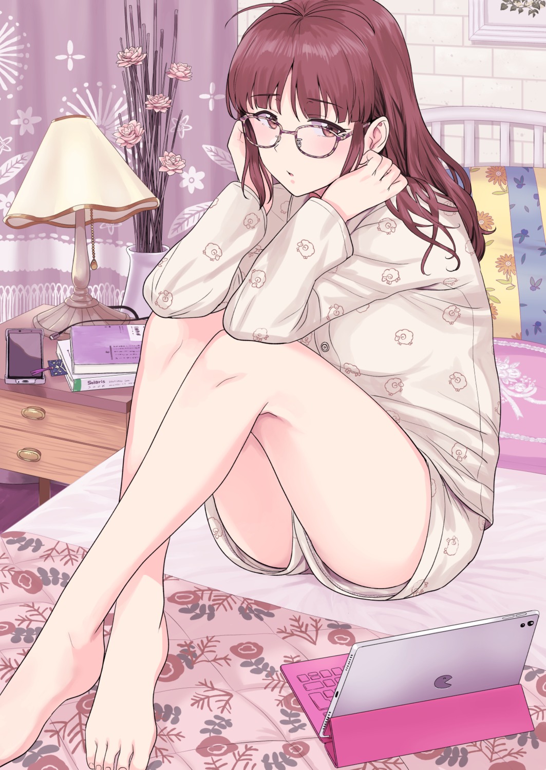 akizuki_ritsuko megane pajama the_idolm@ster tsurui