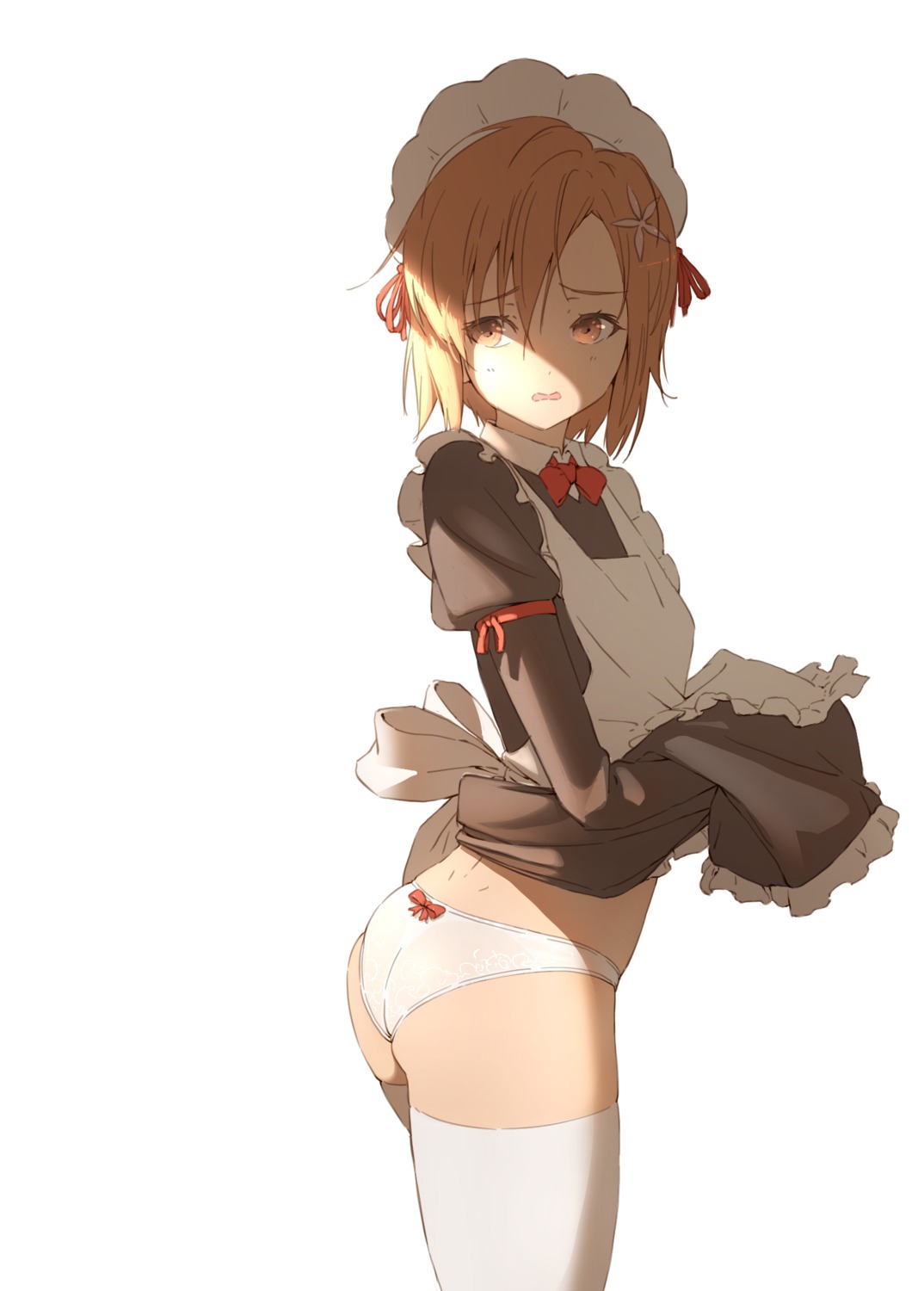 ass boku_wa_tomodachi_ga_sukunai kuroneko_pantsu kusunoki_yukimura maid pantsu skirt_lift thighhighs